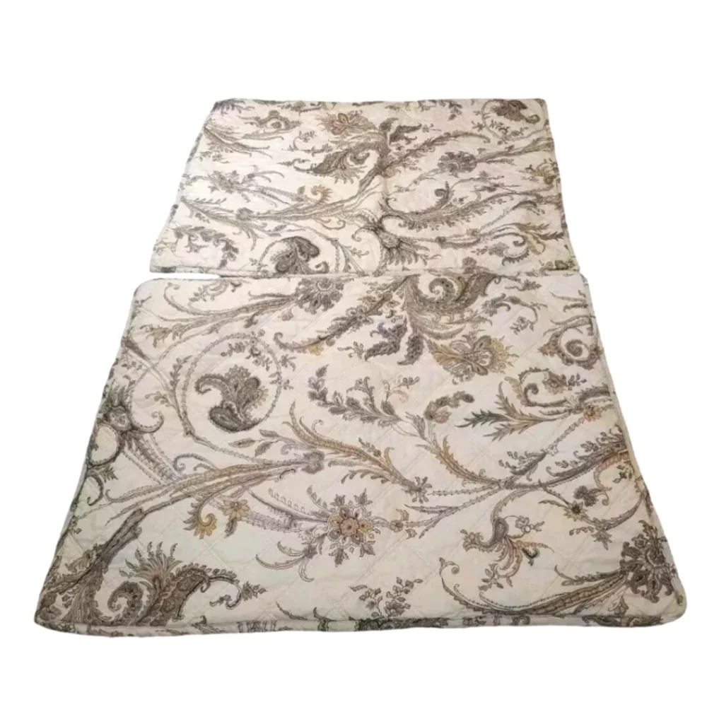 Lauren Ralph Lauren Newbury Port Pailsey Quilted 2 Pillow Shams Cream 20 X 26 In